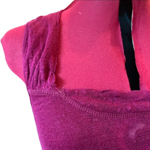 KERSH linen burgundy semi sheer tank top - camisole tunic - medium - Picture 2 of 12